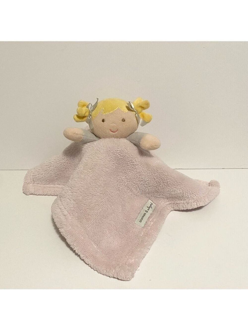 Blankets & Beyond Bunny Lovey Pink White Security Blanket Baby Girl Cuddle Toy